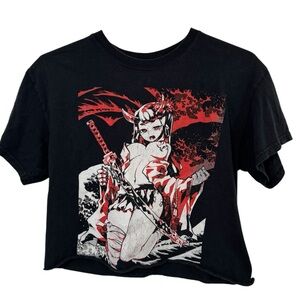 Black Graphic Bloody Horror Anime Crip Top Women’s S T-Shirt